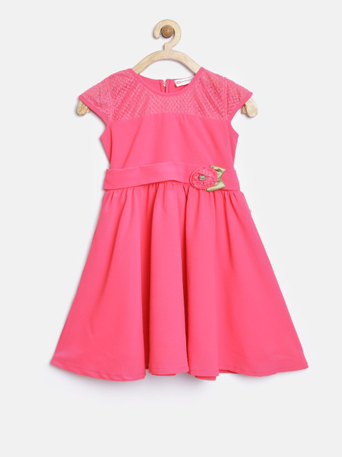 

Peppermint Girls Pink Solid Fit & Flare Dress