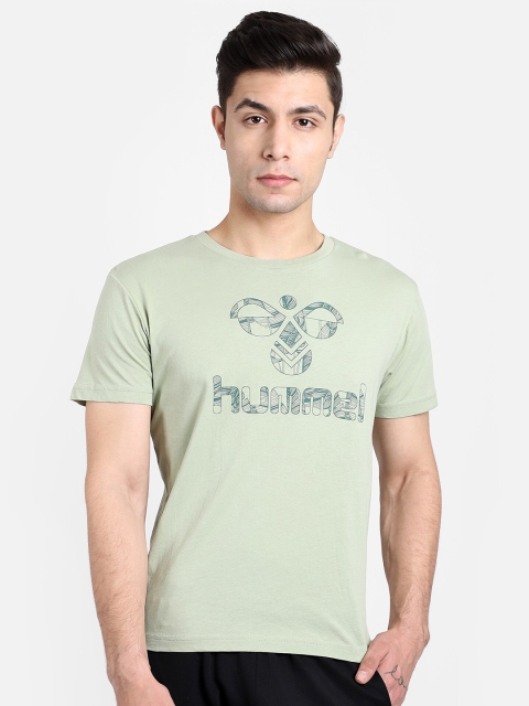 

hummel Men Green Typography Applique Slim Fit T-shirt