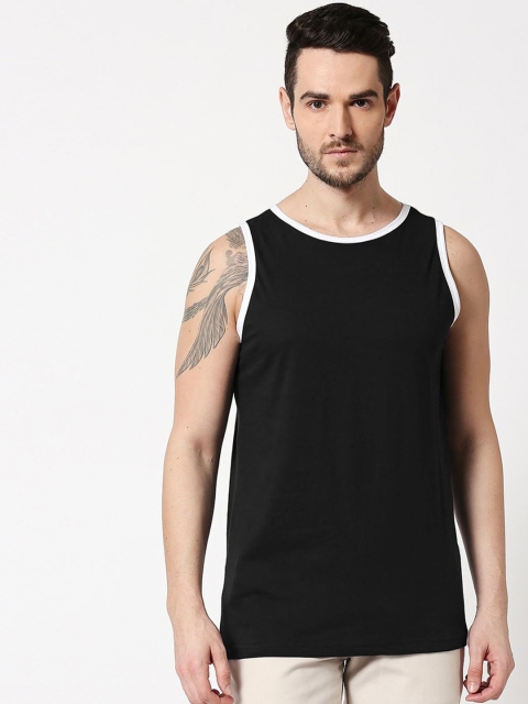 

Bewakoof Men Black Solid Cotton Innerwear Vests