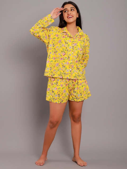 

GAURANCHE Women Yellow Printed Night suit