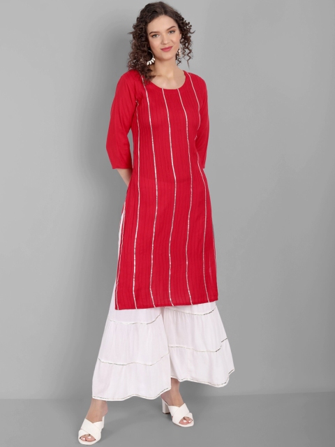 

SINGNI Women Red Embellished Straight kurta with Sharara