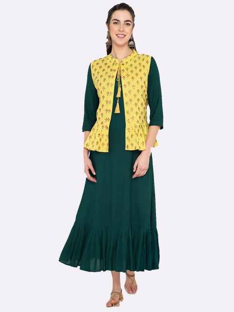 

shashvi Green & Green Floral Printed Kurti
