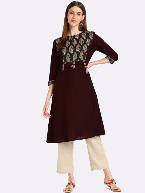 

shashvi Brown & Brown Floral Printed Kurti