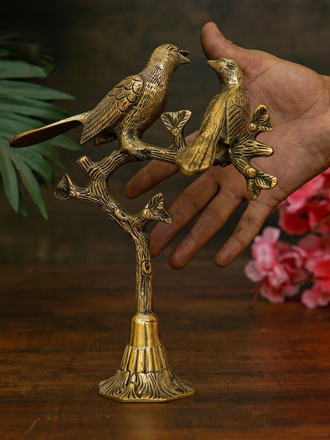 

StatueStudio Gold-Colored Antique Bird Pair Sitting On Tree Showpieces