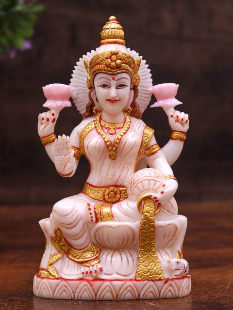 

StatueStudio White Lakshmi Idol Marble Curio Statue Showpieces