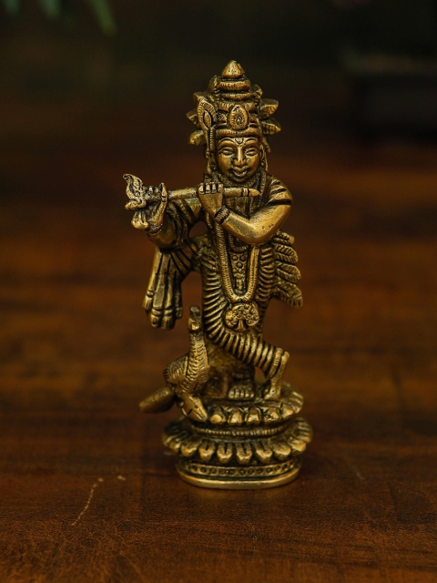 

StatueStudio Glossy Antique Gold Krishna Idol Showpieces