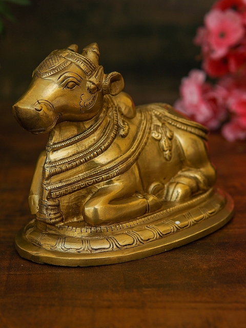 

StatueStudio Gold-Toned Brass Antique Spiritual Shiva Nandi Idol