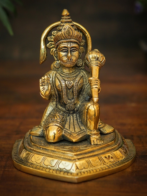 

StatueStudio Gold-Toned Hanuman Sitting Idol Showpieces