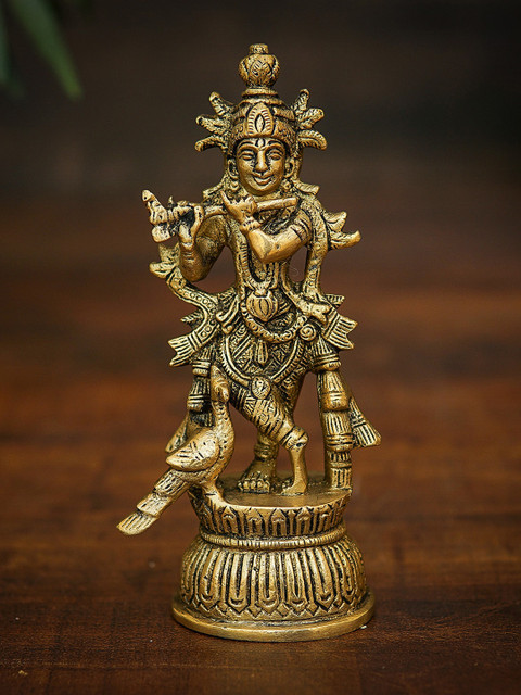 

StatueStudio Gold-Toned Brass Krishna Idol Showpiece