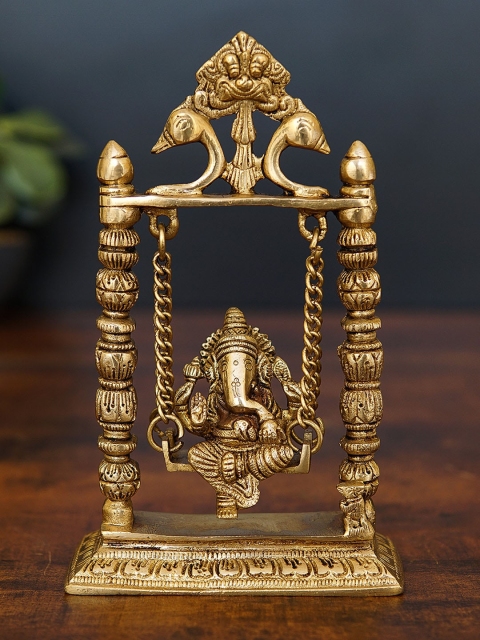 

StatueStudio Gold-Toned Ganesha Idol On Jhula Swing Showpieces
