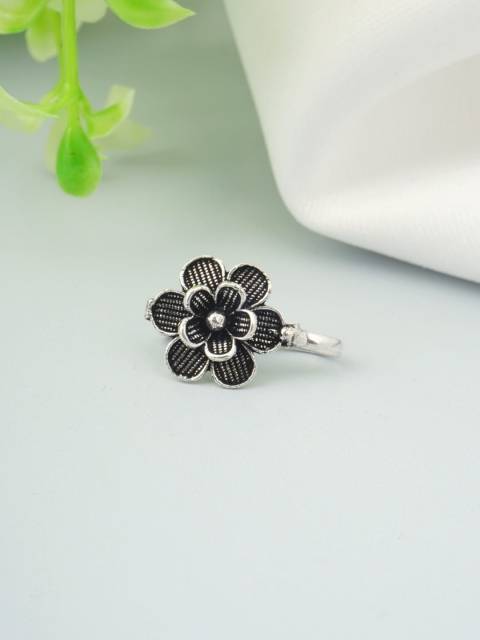 

Urmika Women Silver-Toned Ethnic Oxidised Nosepin
