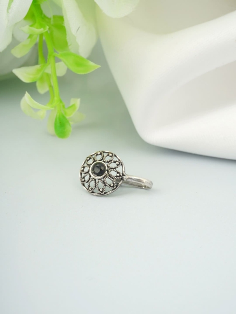 

Urmika Silver-Toned Ethnic Oxidized Nose Ring