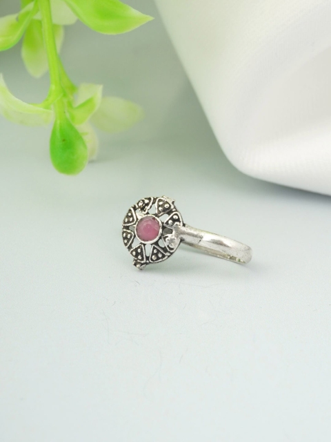 

Urmika Purple & Silver-Toned Ethnic Oxidized Nose Ring
