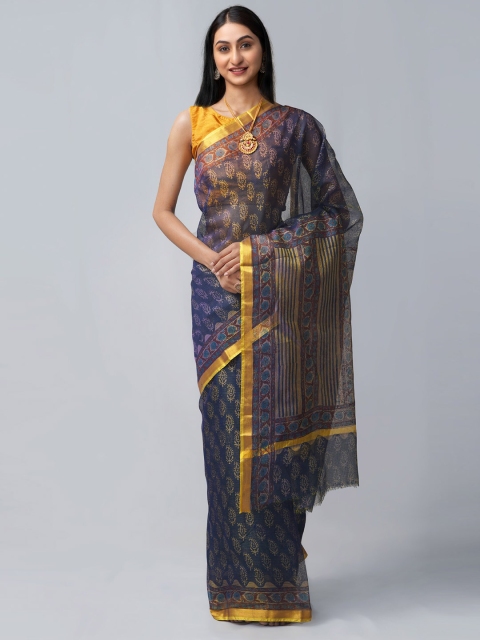 

Unnati Silks Women Navy Blue Sarees