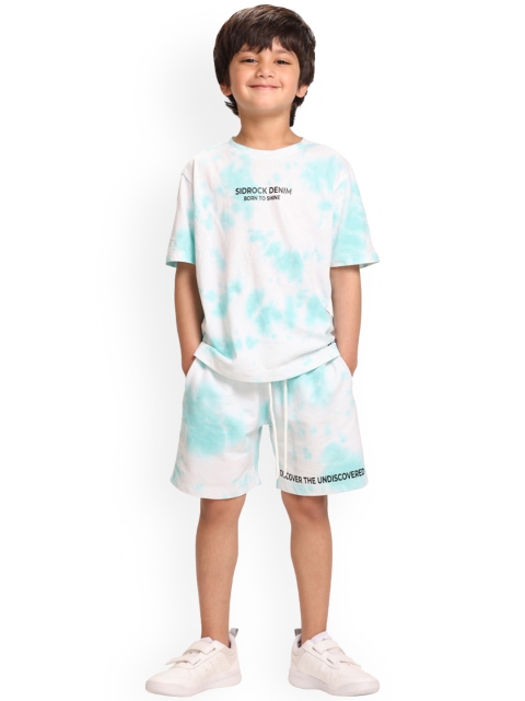 

SIDROCK Boys White Dyed T-shirt with Shorts