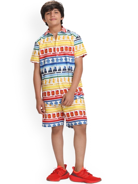 

SIDROCK Boys Multicoloured Colourblocked Shirt with Shorts, Multi