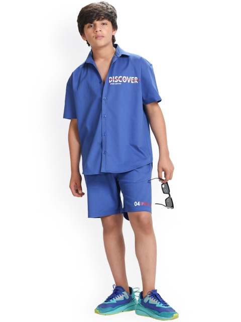 

SIDROCK Boys Blue Shirt with Shorts