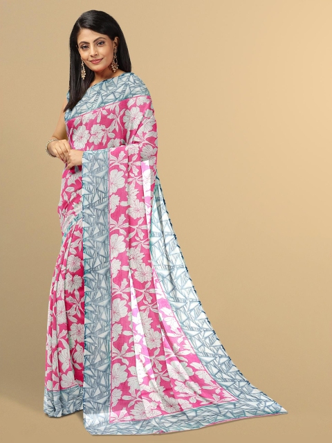 

Kalamandir Pink & White Floral Saree