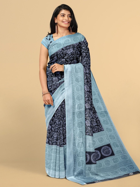 

Kalamandir Black & Blue Floral Saree