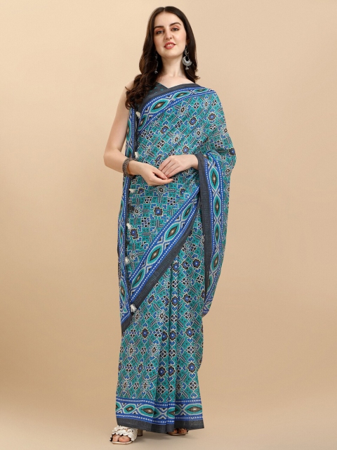

Sangria Blue & Beige Silk Cotton Saree