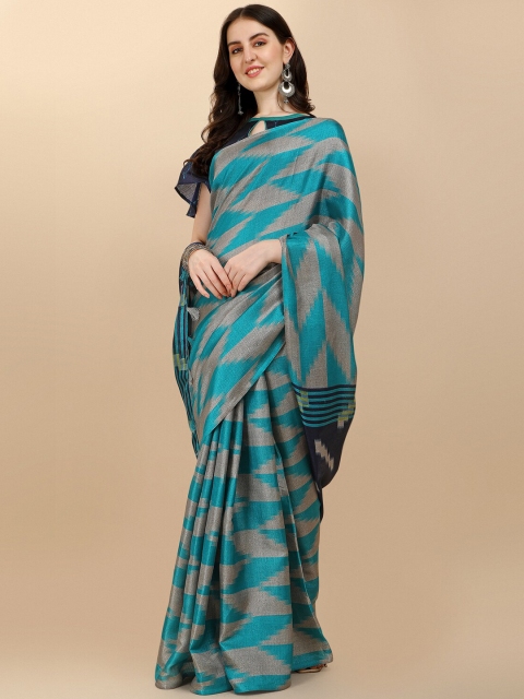

Sangria Blue & Grey Silk Cotton Saree