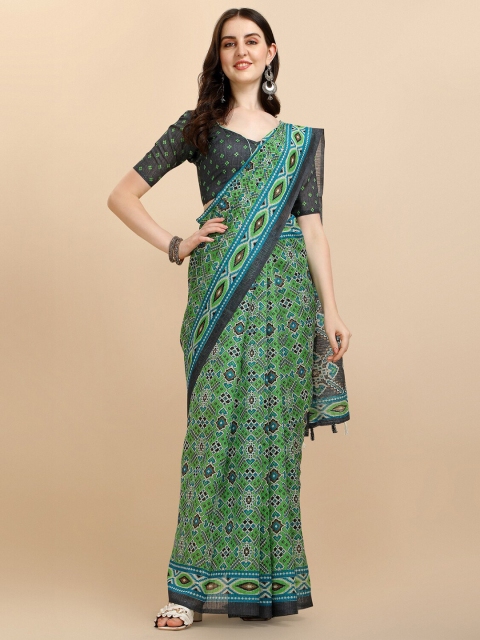 

Sangria Green & Black Silk Cotton Saree