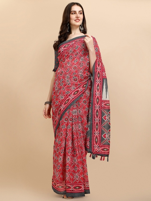 

Sangria Red & Black Silk Cotton Saree