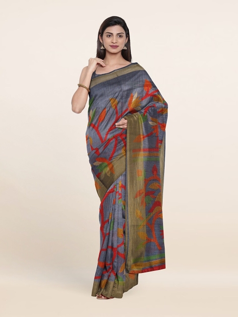 

Pothys Grey & Red Ethnic Motifs Saree