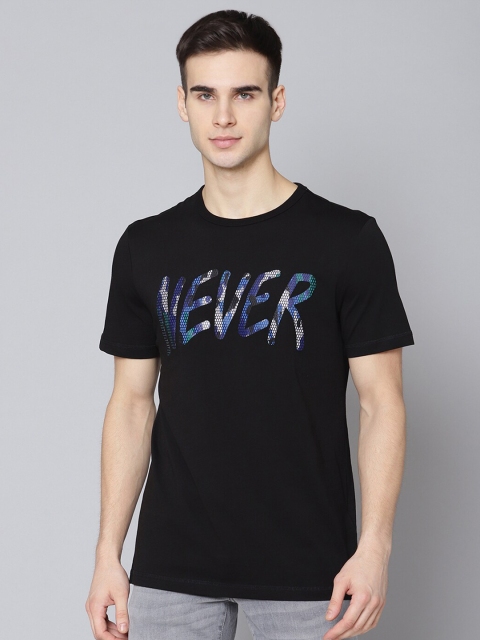 

Antony Morato Men Black Typography Printed Applique Slim Fit T-shirt