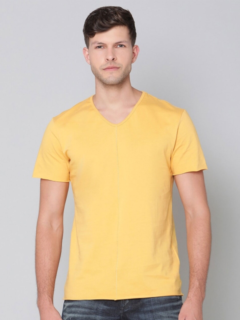 

Antony Morato Men Yellow V-Neck Slim Fit T-shirt