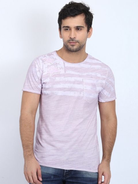 

Antony Morato Men Purple Striped Henley Neck Slim Fit T-shirt