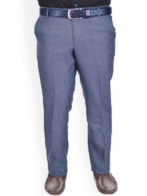 

AD & AV Men Blue Textured Classic Easy Wash Trousers