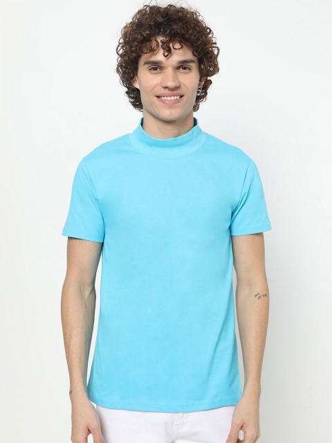 

Bewakoof Men Blue & amberlight High Neck T-shirt