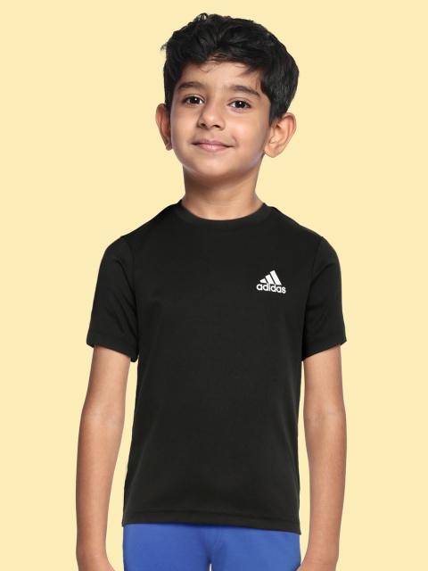 

ADIDAS Boys Black & White Brand Logo Printed T-shirt