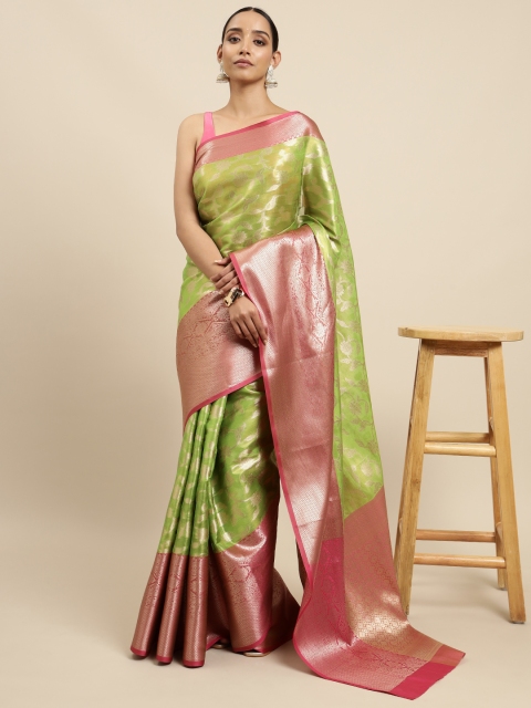 

MIMOSA Women Lime Green Sarees