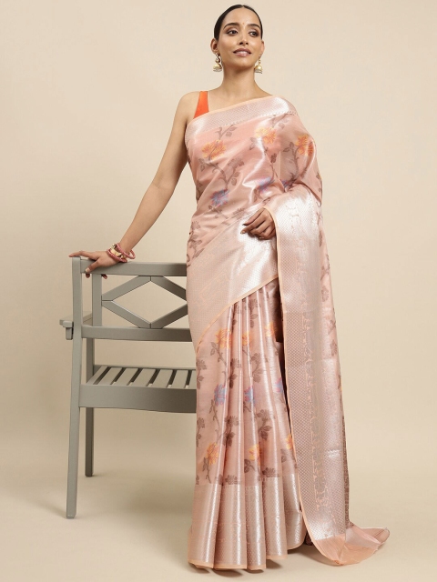 

MIMOSA Women Peach Sarees