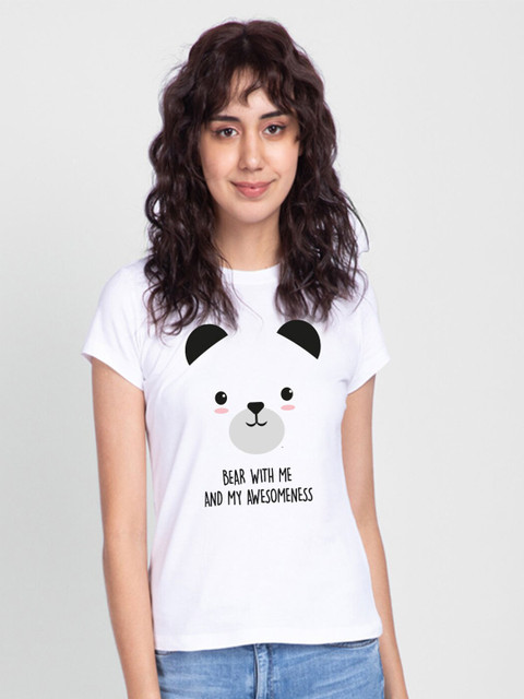 

Bewakoof Women White Printed Extended Sleeves T-shirt