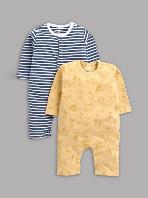 

Hopscotch Infant Boys Pack of 2 Printed Cotton Rompers, Beige