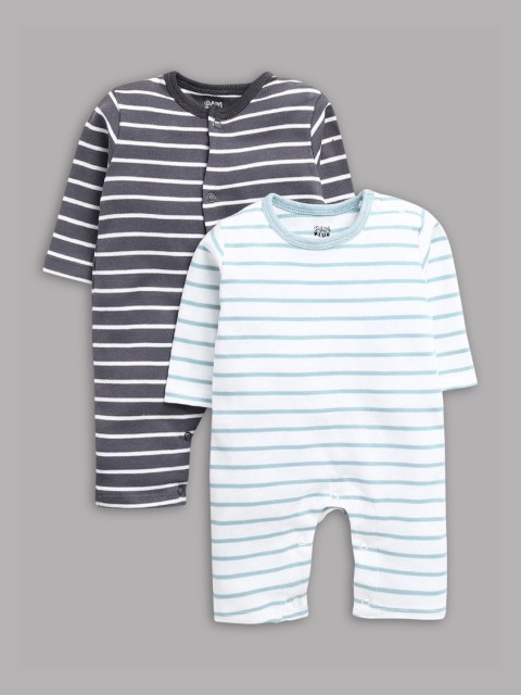 

Hopscotch Infant Boys Pack of 2 Striped Cotton Rompers, Multi