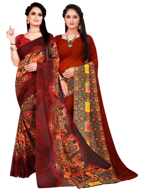 

Florence Brown & Yellow Pure Georgette Saree