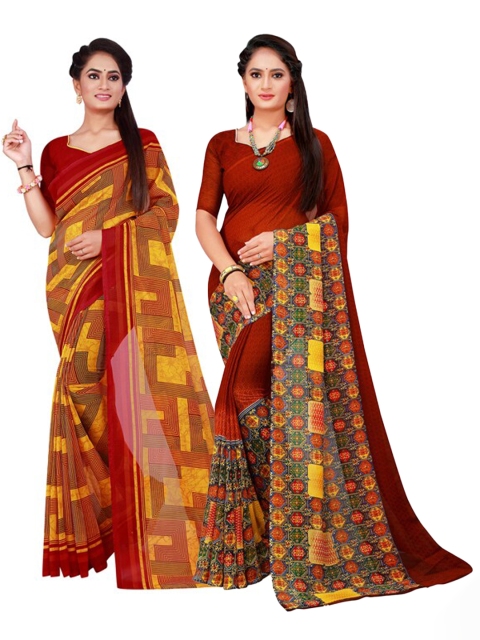 

Florence Brown & Maroon Pure Georgette Saree