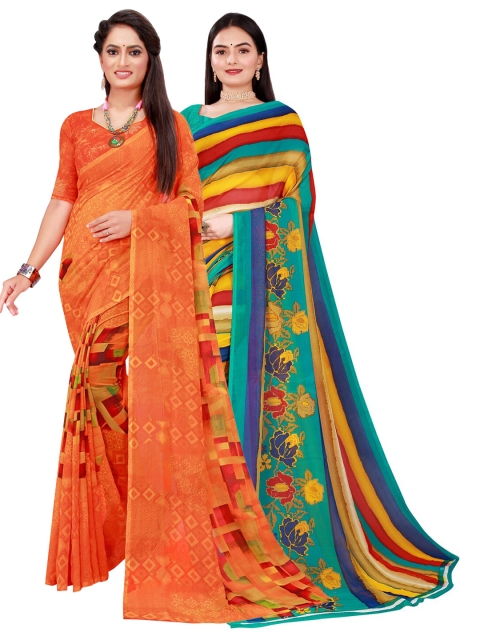 

KALINI Women Orange Sarees