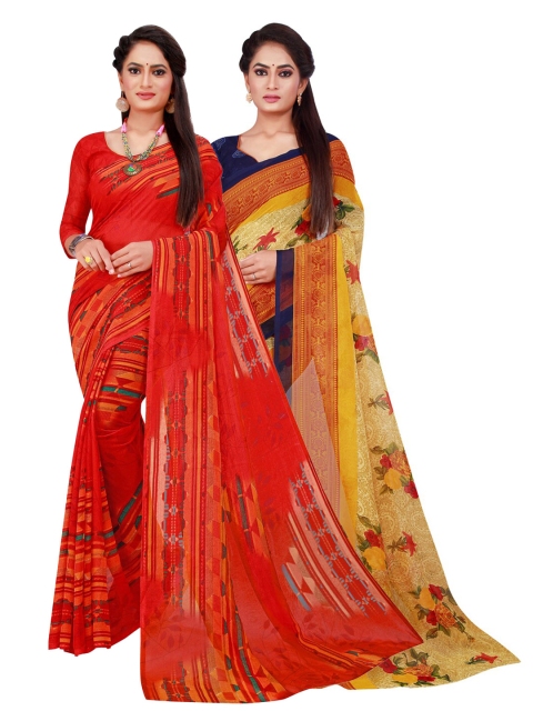 

Florence Red & Beige Pure Georgette Saree