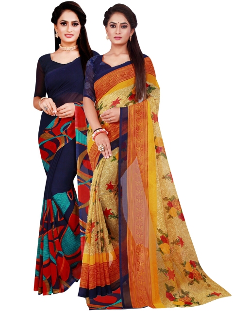 

Florence Navy Blue & Beige Pure Georgette Saree