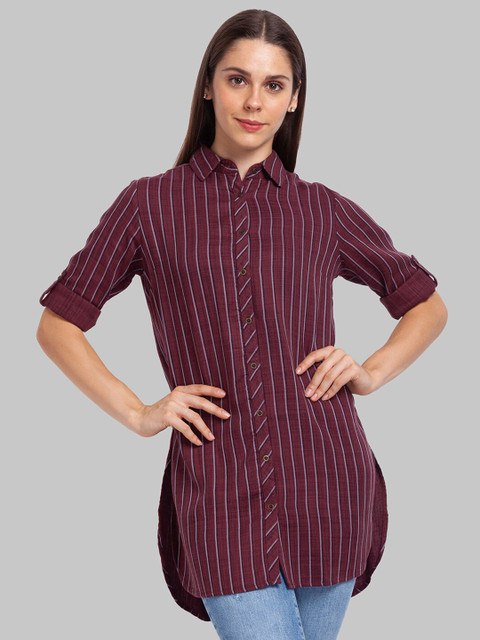 

Parx Women Red Striped Casual Shirt