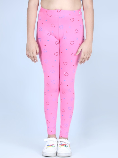 

StyleStone Girls Pink Heart Printed Ankle-Length Leggings