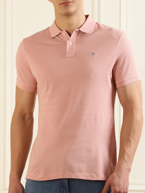 

HACKETT LONDON Men Pink Polo Collar Pure Cotton T-shirt
