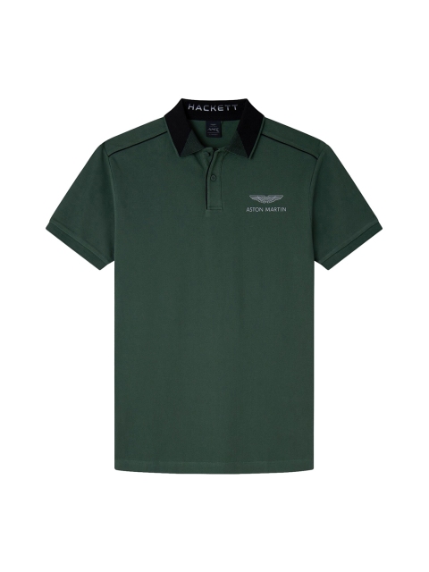 

HACKETT LONDON Men Green Polo Collar Pure Cotton T-shirt