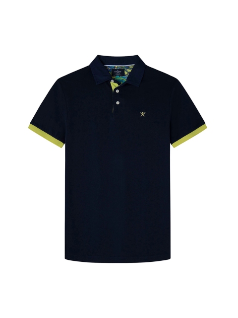 

HACKETT LONDON Men Navy Blue Polo Collar Pure Cotton T-shirt