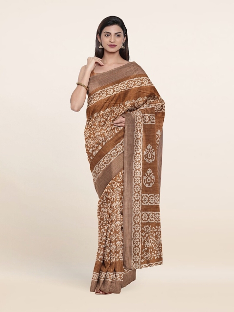 

Pothys Brown & White Floral Zari Saree